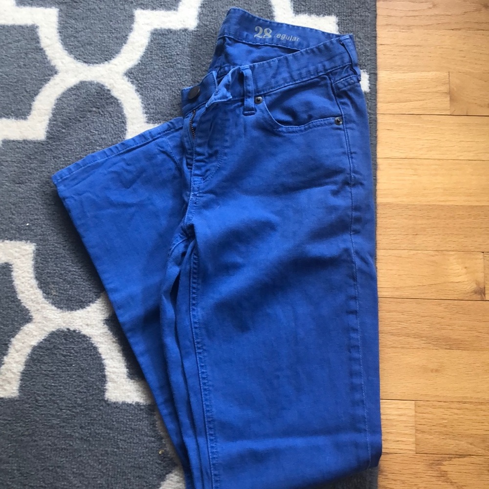 JCREW straight leg Matchstick Jean Denim bright Royal blue with stretch
